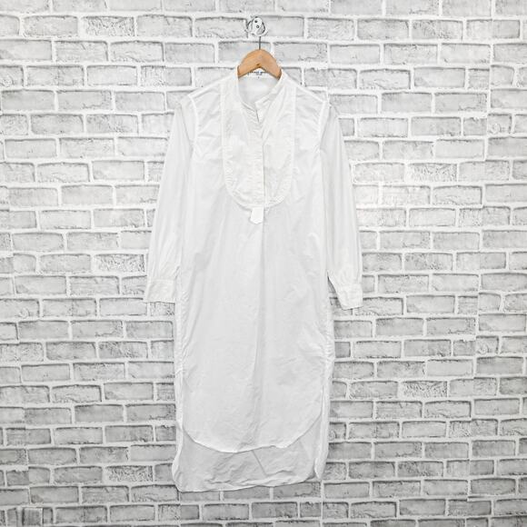 APIECE APART Women's Samara Shirt Dress in White high-Low Hemline Size 2 - Picture 2 of 10